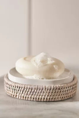 Handwoven Rattan Oval Soap Dish with Ceramic Insert added by Spoak Member