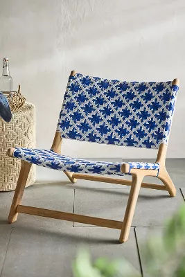 Havana Wicker + Teak Armless Chair, Blue + White added by Spoak Member