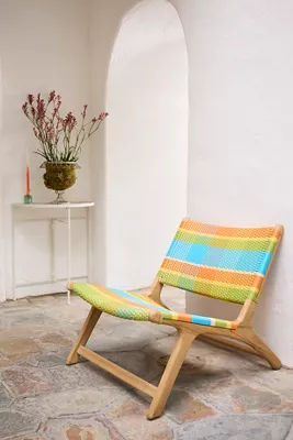 Havana Wicker + Teak Armless Chair, Colorful Plaid added by Spoak Member