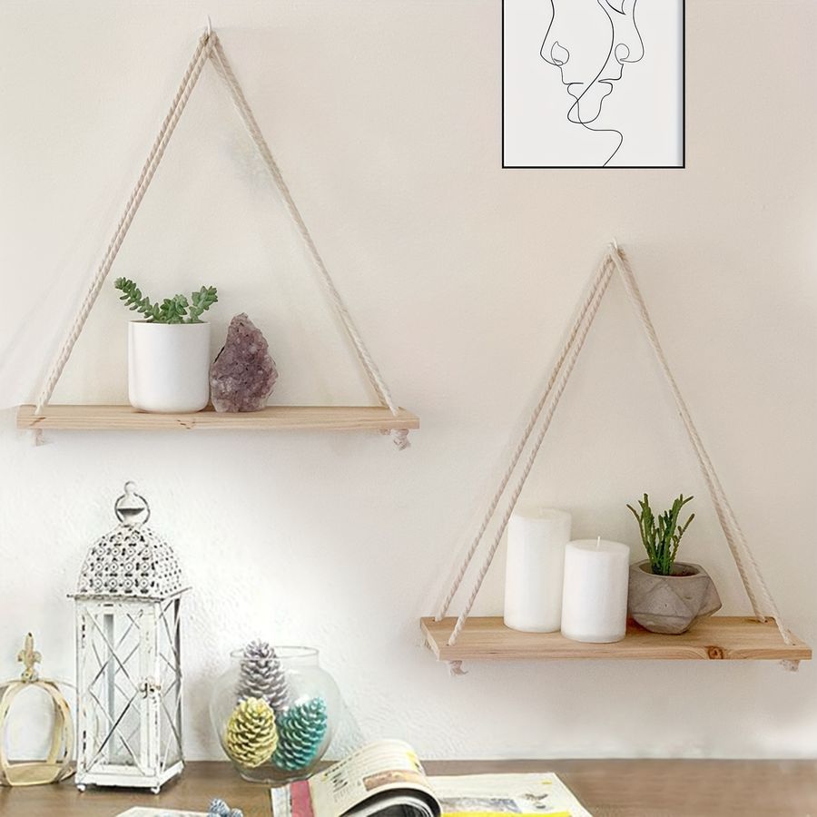 Boho Decor Hanging Shelf, Storage Display Shelves For Hanging Plants Photos, Rustic Wood Floating Shelves For Nursery Bedroom Bathroom Living Room, Wall Decor - Temu added by Shannon Jernigan