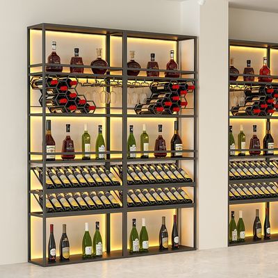 Contemporary Standing Honeycomb Wine Rack with Glass Rack in Black-Homary added by erika grossman