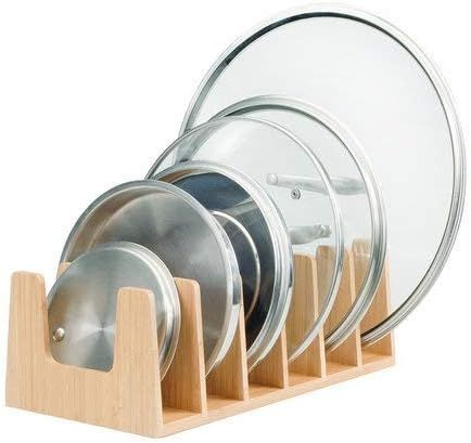 MobileVision Bamboo Pot Lid Holder Organizer for Storage in Cabinets or Kitchen Countertops, 6 Sections added by Rachel Fedorov