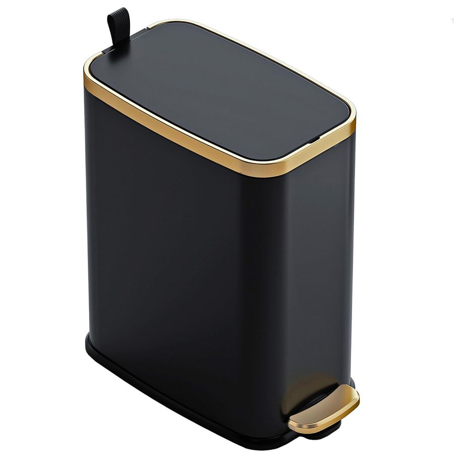 CEROELDA Small Bathroom Trash Can with Lid Soft Close-5L/1.3 Gal Slim Garbage Can-Metal Step Wastebasket-Rectangle Narrow Waste Bin for Office, Bedroom, Toilet, Live Room-Black added by Jami McPherson