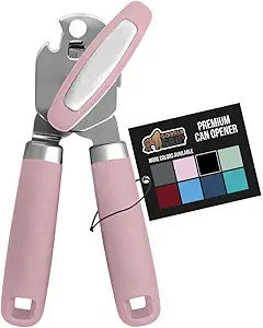 The Original Gorilla Grip Powerful Oversized Stainless Steel Manual Can Opener, Rustproof, Heavy Duty, Easily Puncture Cans, Smooth Turn Knob, Handheld Jar and Bottle Lid Openers, Soft Handle, Pink added by Nomadic Nooks