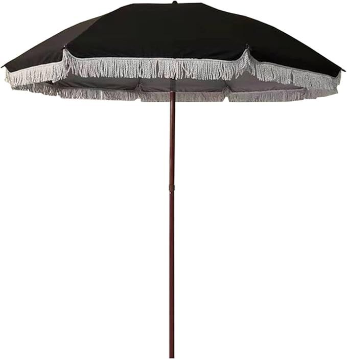 TRGCJGH Outdoor Push Button Tilt Umbrella,Patio Umbrellas Outdoor Canopy Patio Table Market Umbrella with Fringe,16 Sturdy Ribs (Black) added by Erica Ramon