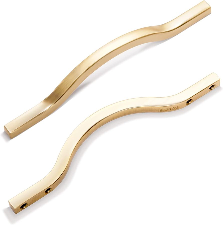 Goo-Ki Low Profile Brushed Brass Cabinet Pulls, Double Hole Centers(3.8''/5'') Zinc Alloy Handle for Drawer Cupboard Wardrobe,6 Packed added by CA Cash
