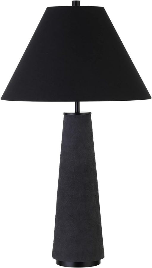 Henn&Hart Ingalls 28" Tall Monochrome Table Lamp with Fabric Shade in Matte Black/Black, Desk Lamp for Home or Office added by Madelynn Furlong