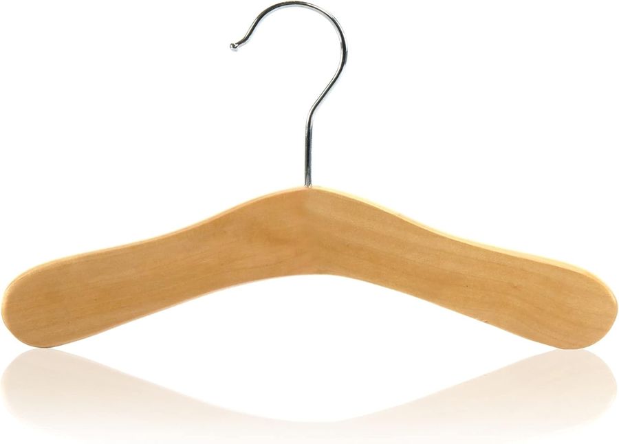 HANGERWORLD Pack of 12 Natural Wooden Kids and Baby Hangers for Nursery, Size 9.8inch with Swivel Hook added by Jen Rubio