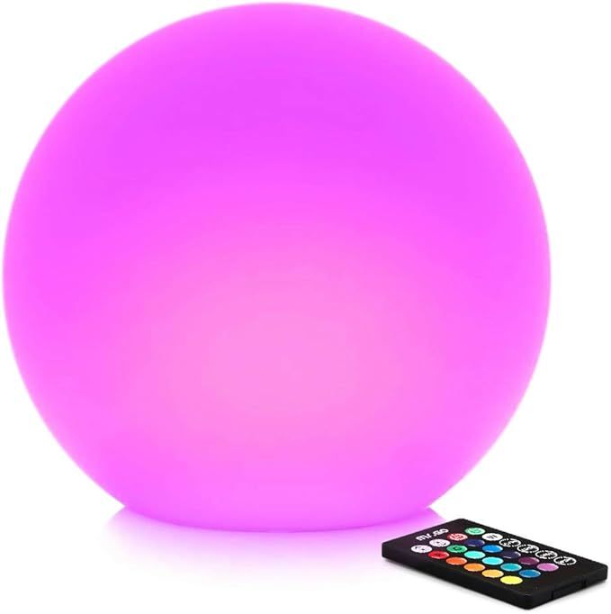 Mr.Go 12-inch Rechargeable Color-Changing LED Ball Light Globe Orb Lamp w/Remote, Home Kids Room Adult Bedroom Bar Table Patio Pool Party Dimmable Nightlight Relax Mood Lighting Decoration added by Yvette Neri