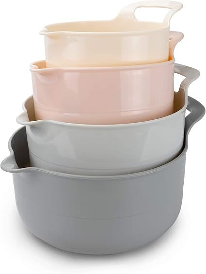COOK WITH COLOR Mixing Bowls - 4 Piece Nesting Plastic Mixing Bowl Set with Pour Spouts and Handles (Ombre Pink) added by Liz Nevil-Smith