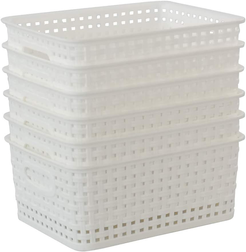 Callyne 6-Pack Woven Plastic Storage Baskets, White added by Rachel Fedorov