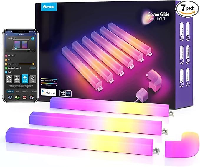 Govee Glide RGBIC LED Wall Lights, Smart RGBIC Wall Sconces for Gaming TV Bedroom Streaming, Work with Alexa and Google Assistant, Strip Lights with Music Sync, Multicolor Glides, 6 Pcs and 1 Corner added by erika grossman