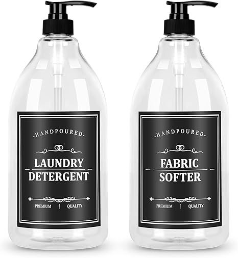 Hardinn Laundry Detergent Dispenser - Set of 2 Half Gallon Liquid Laundry Soap and Fabric Softner Dispenser Bottles for Laundry Room Organization added by Where The Heart Is Designs