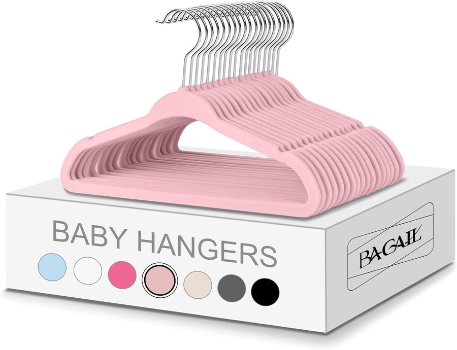 BAGAIL Kids Velvet Hangers 11” Inch Children's Clothes Hangers Non-Slip Baby Hangers for Infant/Toddler (Pink,50pack) added by Rachel Fedorov