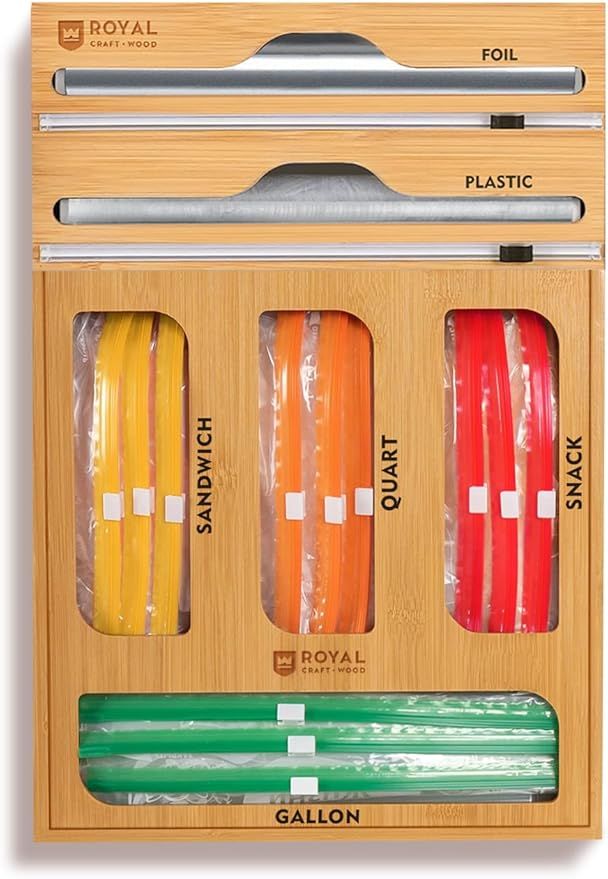 ROYAL CRAFT WOOD Bamboo Ziplock Bag Storage Organizer and Kitchen Foil and Plastic Wrap Organizer added by Rachel Fedorov