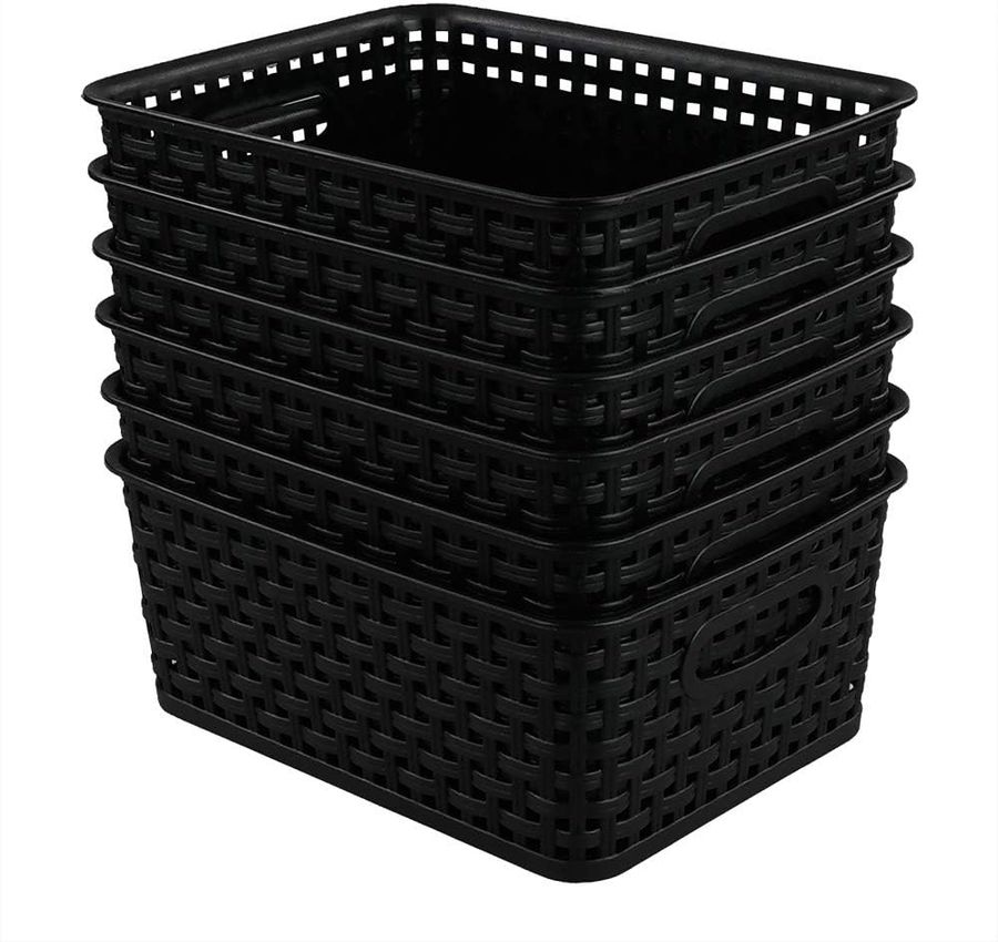 CadineUS 6-pack Black Woven Plastic Storage Baskets Organizing Bins added by Rachel Fedorov