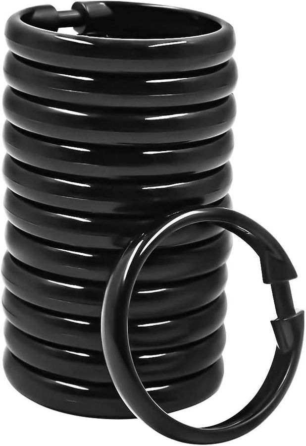 Qulable Shower Curtain Rings-12 Pack- Plastic Shower Curtain Hooks O-Shaped Rings Hook Glide Easily on Bathroom Shower Rod(Black) added by Where The Heart Is Designs