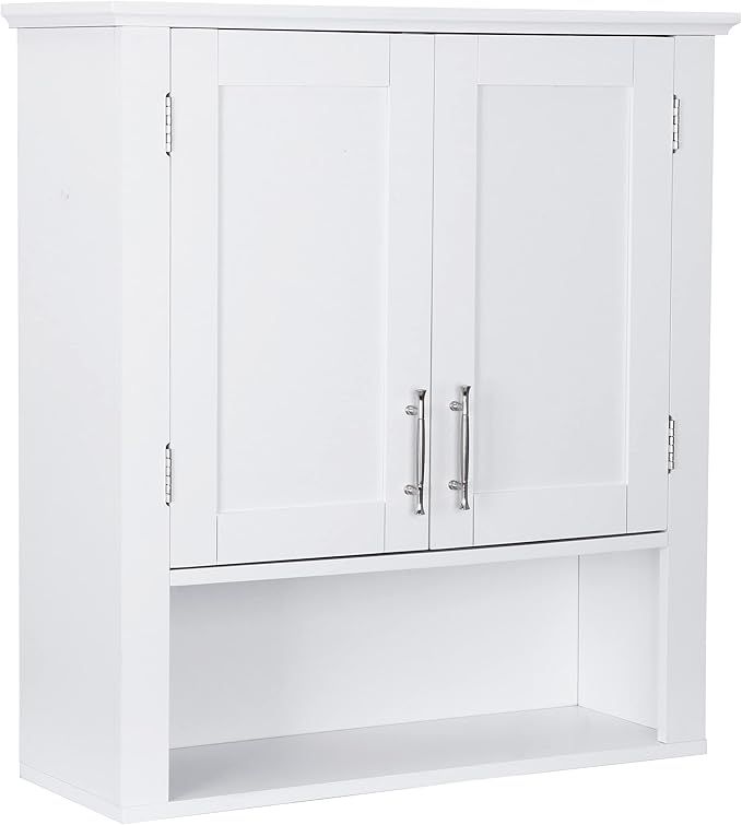 SUPER DEAL Bathroom Wall Cabinet Over The Toilet, Medicine Cabinet with Two Doors and Three Shelves, White added by Sarah Jackson