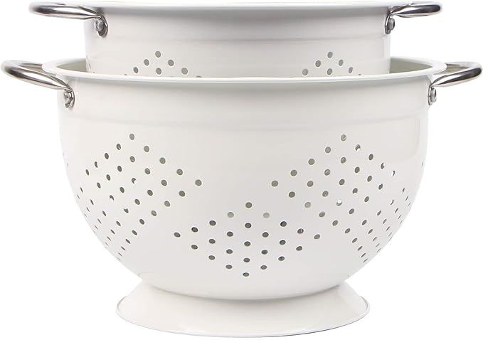 Rorence Powder Coated Steel Colander Set of 2 - White added by Jenna Quinones