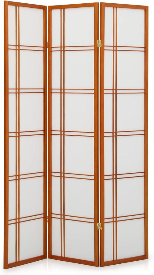 Magshion 5.9ft Divider for Room Separation 3-Panels Grid Style Folding Room Divider Privacy Freestanding Walnut Screen for Living Rooms Restaurant added by Mary Violet Woosley
