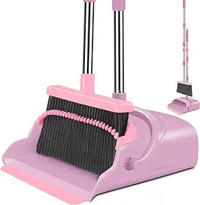 Broom Dustpan Set, Broom and Dustpan Set for Home, Broom and Dustpan Set, Stand Up Broom and Dustpan, Broom and Dustpan Combo for Office (Pink) added by Nomadic Nooks