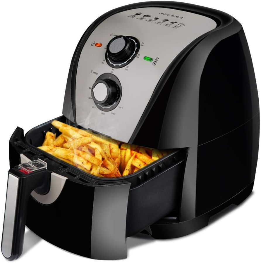 Secura Air Fryer XL 5.3 Quart 1700-Watt Electric Hot Air Fryers Oven Oil Free Nonstick Cooker w/Recipes for Frying, Roasting, Grilling, Baking (Silver) added by Nomadic Nooks
