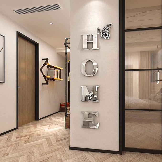 Doeean Home Wall Decor Letter Signs Acrylic Mirror Wall Stickers Wall Decorations for Living Room Bedroom Home Decor Wall Decals (Silver, 47.2 X 15.7) added by Alivia Korsun