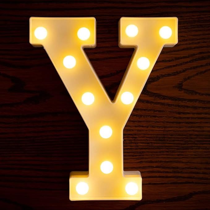 Yorulory LED Letter Lights Sign Letters Light Up Letters Sign for Night Light Wedding Birthday Party Battery Powered Christmas Lamp Home Bar (Y) added by Melanie Thomas