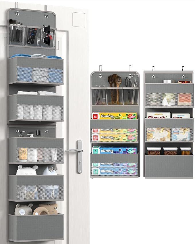 Hioya Over Door Organizer, 6 Shelf Camper Storage, RV Bathroom Storage, Behind The Door Storage Organizer, Wall Mount Back of Door Hanging Organizers for Toy Diaper Bedroom Closet -Grey added by Rachel Fedorov