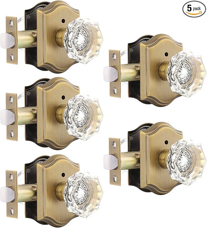 Gobrico Interior Door Locksets in Antique Brass,Octagonal Crystal Doorknobs for Bed/Bath,Privacy Function Door Handles,Push Pin Inside Lock,5 Pack added by Amy Pickard