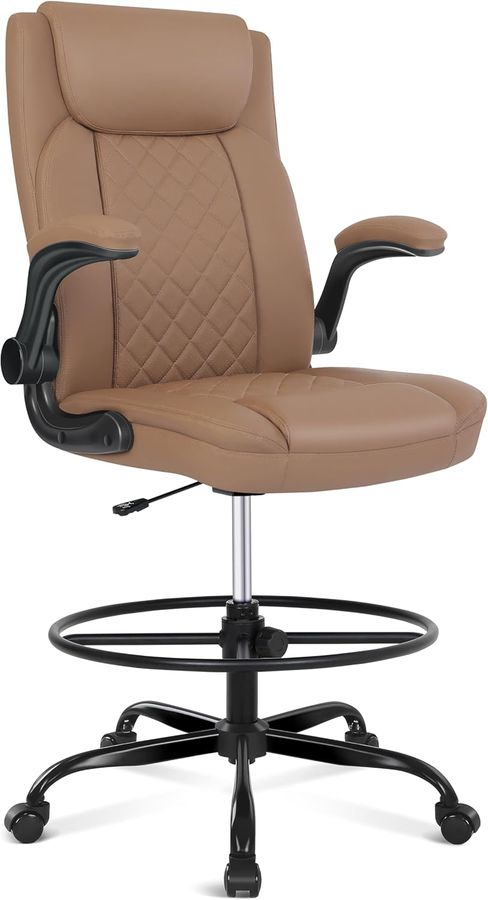 Misolant Drafting Chair, Tall Office Chair for Standing Desk, Standing Chair with Adjustable Height and Flip-up Armrest, Leather Drafting Chair, High Office Chair for Counter Height Desk added by sallie tyler