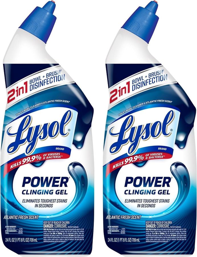 Lysol Power Toilet Bowl Cleaner Gel, For Cleaning and Disinfecting, Stain Removal, 24 Fl oz (2-pack),Packaging may vary added by Ruthann R