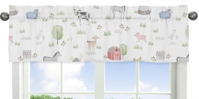 Sweet Jojo Designs Farm Animals Window Treatment Valance - Watercolor Farmhouse Horse Cow Sheep Pig added by Rachel Fedorov