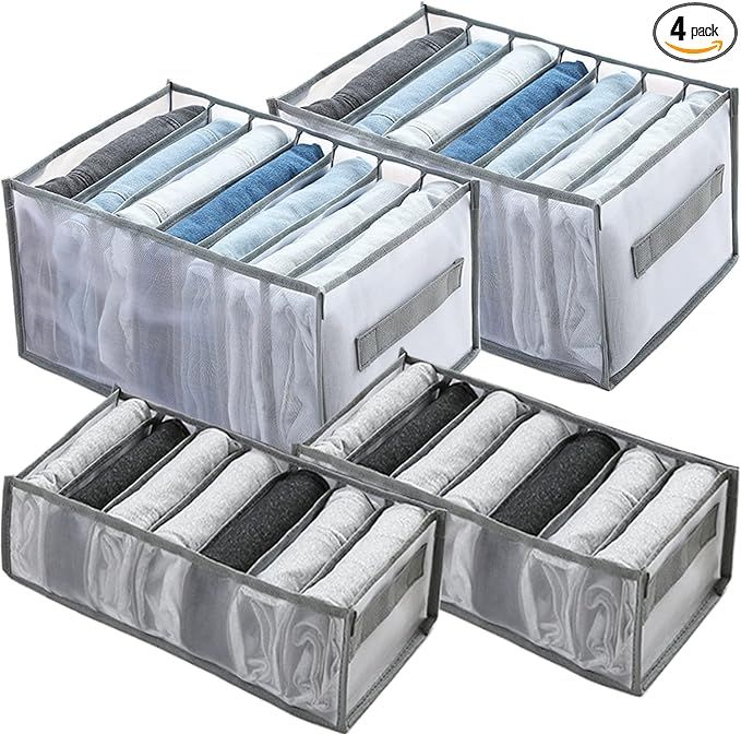 MUIRK Upgraded Drawer Organizers for Clothing,4PCS Clothes Organizer for Jeans,Drawer Organizer Clothes for Bra/Socks/Leggings/T-Shirt/sweaters/underwear (4PCS Upgraded:2Jeans+2Leggings) added by Alivia Korsun