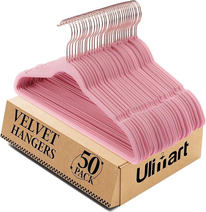 Ulimart Pink Velvet Hangers - Hangers 50 Pack - Hangers Non Slip Felt Hangers Durable Velvet Hangers Non Slip Clothes Hangers for Coats, Suit, Jackets, Pants & Dress Clothes Velvet Hangers added by Erica Ramon