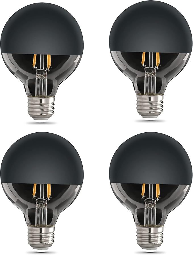 Feit Electric G2540/BLK/827/FIL/4 40-Watt EQ G25 DM Black Mirror Dome Filament LED Light Bulb, 4-Pack added by Jamie Moon
