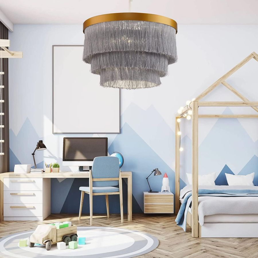Huncdfe Bohemia Tassel Pendant Light ,5 Lights Modern Flush Mount Ceiling Lights, Nordic LED Chandelier for Bedroom,Nursery Room, Girl Room, Hallway, Entryway, Dining Room (Gray ) added by Erica Ramon