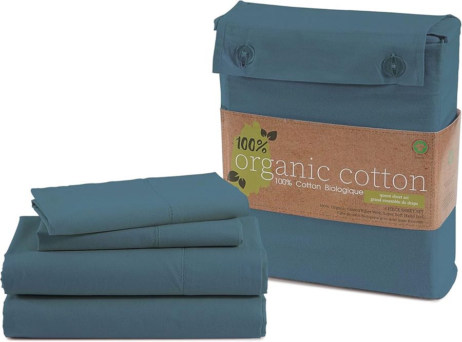 LANE LINEN 100% Organic Cotton Twin Sheets Set 3-Piece Pure Percale Long Staple Soft Bedding Breathable GOTS Certified Fits Mattress Upto 15" Deep - Estate Blue added by Madelynn Furlong
