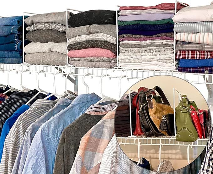 Evelots - Closet Wire Shelf Divider, Wardrobe Separators w/ Plastic Coated Steel Frames (12.25" x 10.75" x 2") (Set of 8) added by Rachel Fedorov