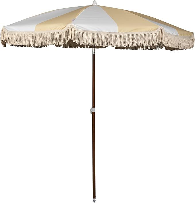 BEACH STATE Summerland 6.5 Feet Beach Umbrella with Fringe - Patio Umbrella - Outdoor Umbrella - UV50+ Sun Protection added by erika grossman