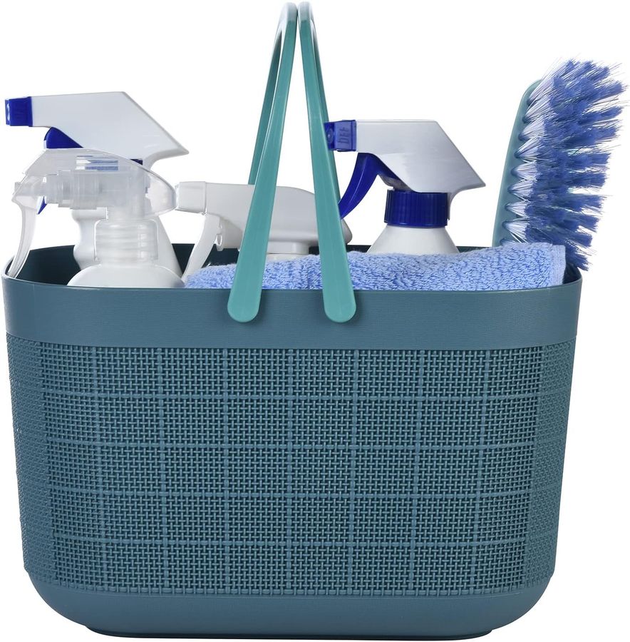 Haundry Plastic Shower Caddy Basket, Hanging Bathroom Dorm Organizer with Handle, Portable Storage Caddy Tote Bin for Tool, Garden, Kitchen, Cleaning Supplies, Dark Blue added by Rachel Fedorov