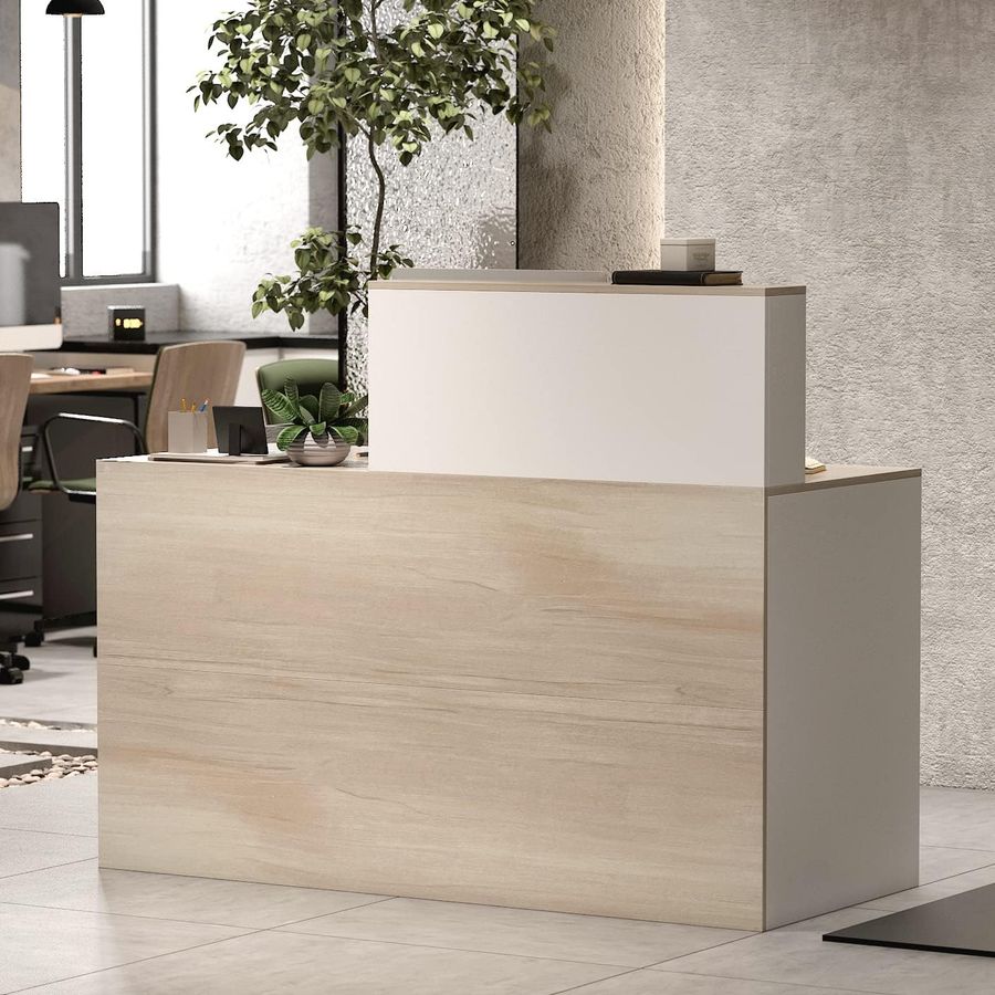 AIEGLE Reception Desk with Counter & Lockable Srotage Drawers, for Salon Reception Room Checkout Office, Natrual (55.1" L x 23.6" W x 43.3" H) added by Amy Williams