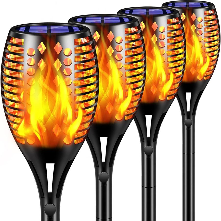 TomCare Solar Lights Upgraded, 43" Waterproof Flickering Flames 96 LED Torches Lights Outdoor Solar Landscape Decoration Lighting Dusk to Dawn Auto On/Off Pathway Lights for Garden Patio Driveway (4) added by Belinda McClendon
