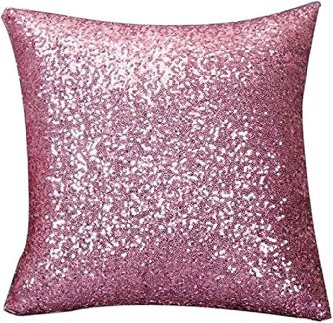 Aremazing Solid Color Glitter Sequins Home Office Decorative Pillowcase Throw Pillow Cushion Cover 16 x 16 Inches (Pink) added by Where The Heart Is Designs