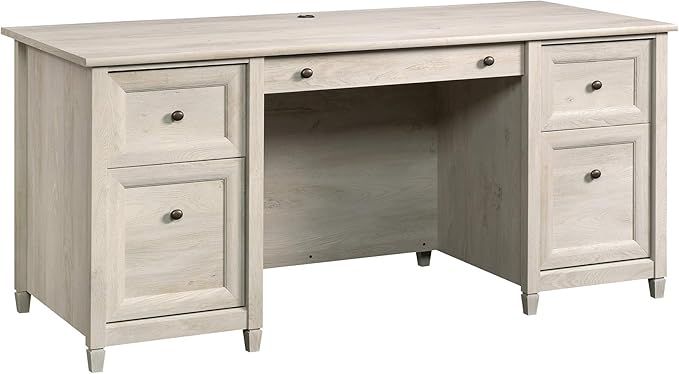 Sauder Edge Water Executive Desk, L: 65.12" x W: 29.53" x H: 29.37", Chalked Chestnut finish added by Rachel Fedorov