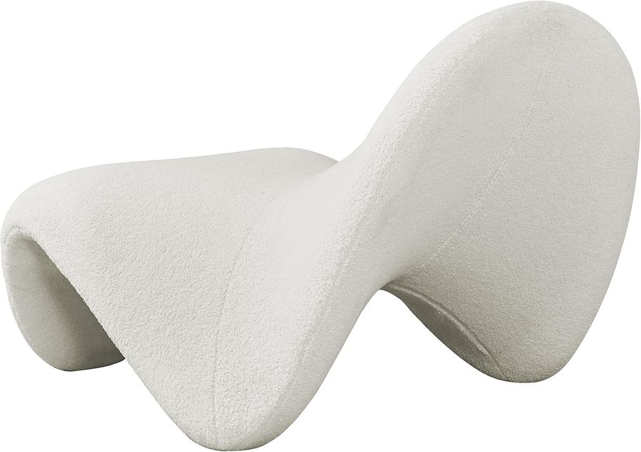 Meridian Furniture Theodore Collection Modern | Contemporary Accent Chair with Soft Cashmere Like Faux Shearling, Curved Design, 31.5" W x 35.5" D x 25.5" H, Cream added by erika grossman