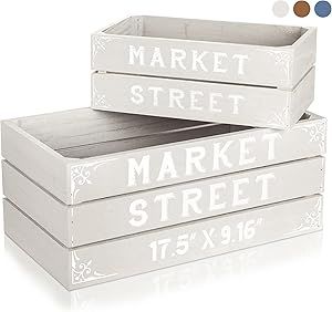 Wooden Crates - Set of 2 Light Grey Crates - Rustic Market Street Crates - Crates For Storage - Wooden Crates Decorative - Crates For Decoration - Wooden Crates For Storage - Eco Friendly by woondulla added by Joy Tan