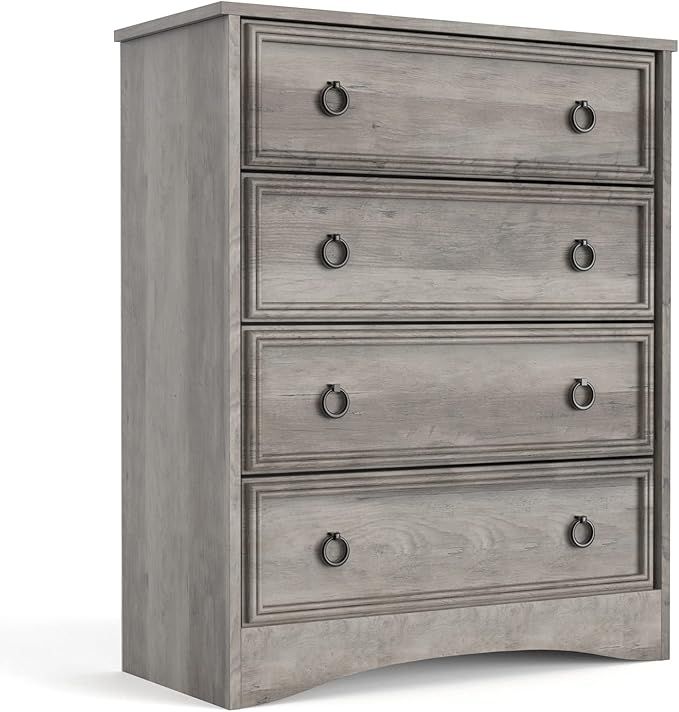 Modern 4 Drawer Dresser, Dressers for Bedroom, Tall Chest of Drawers Closet Organizers and Storage for Clothes - Easy Pull Handle, Textured Borders Drawers for Living Room, Bedroom, Hallway, Gray added by Rachel Fedorov