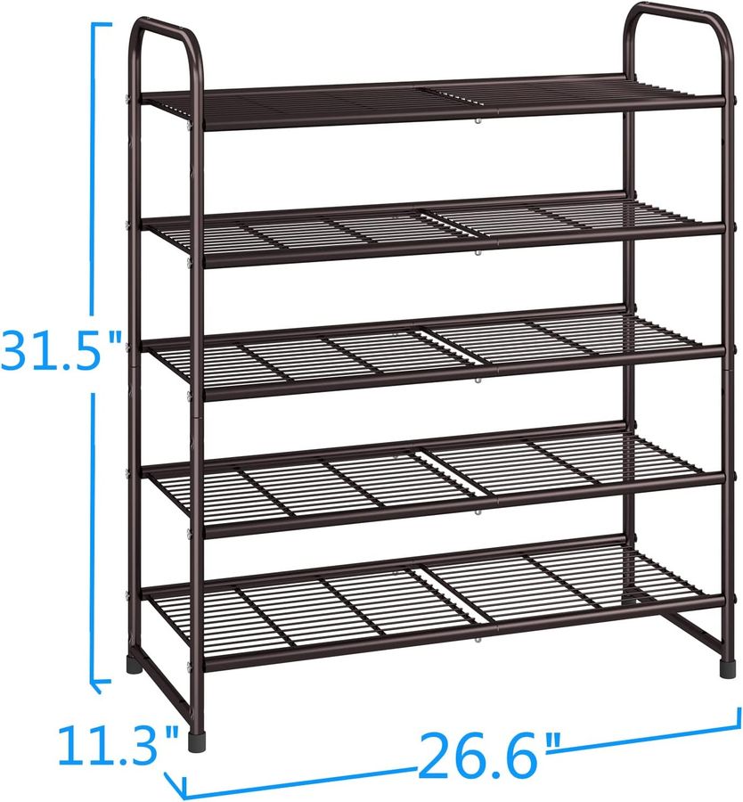 Simple Trending 5-Tier Stackable Shoe Rack, Expandable & Adjustable Shoe Organizer Storage Shelf, Wire Grid, Bronze added by Rachel Fedorov