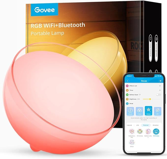 Govee Smart WiFi Table Lamp, Rechargeable Portable LED Lamp with RGBWW Effect, Works with Alexa and Google Assistant, Bedside Night Light for Bedroom, Living Room, Gaming, Decoration added by erika grossman